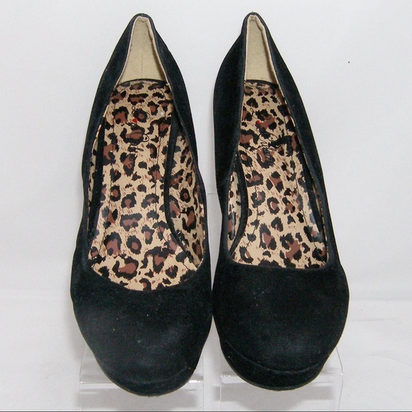 Love Culture 'Ceasar-55' black round toe wedges 7 - Picture 2 of 8